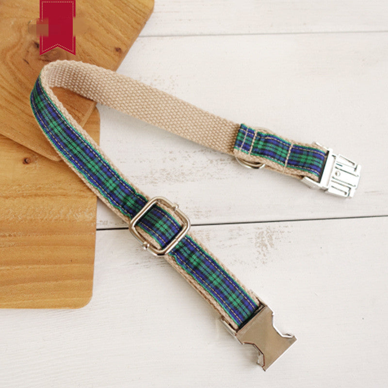 Plaid Metal Dog Collar for Pets