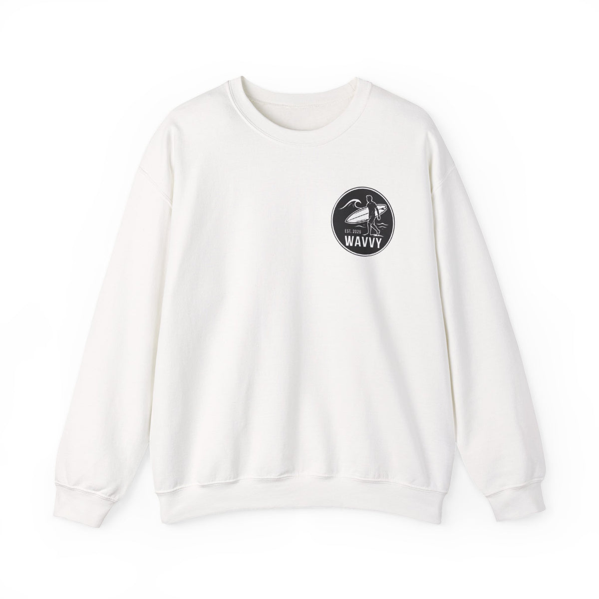 Wavvy Wave Crewneck Sweatshirt — Minimal Surf Logo Pullover