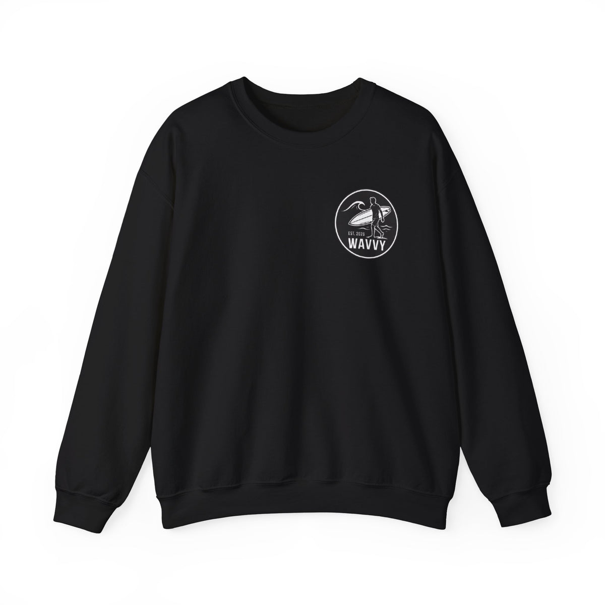 Wavvy Wave Crewneck Sweatshirt — Minimal Surf Logo Pullover