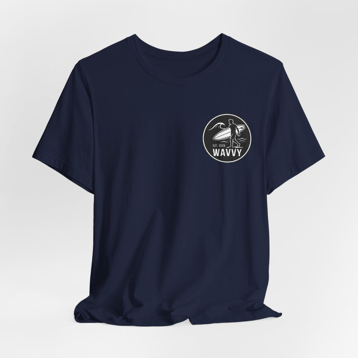 Wavvy Surf Logo Tee — Retro Surfing Graphic T-Shirt