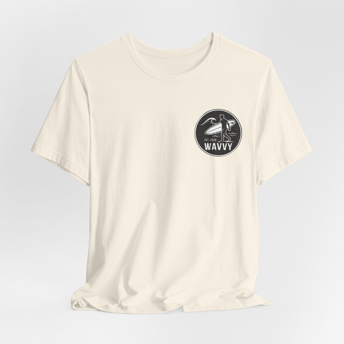 Wavvy Surf Logo Tee — Retro Surfing Graphic T-Shirt