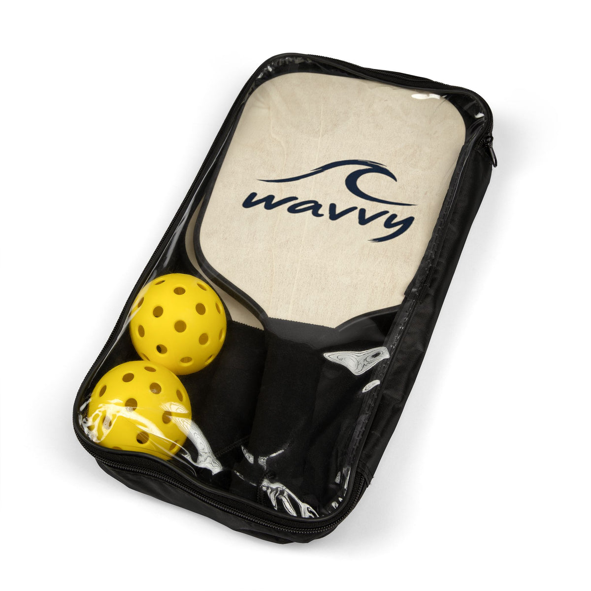 Wavvy Pickleball Paddle Set – Lightweight Wooden Pickleball Kit with Wave Logo (2 Paddles + Balls)
