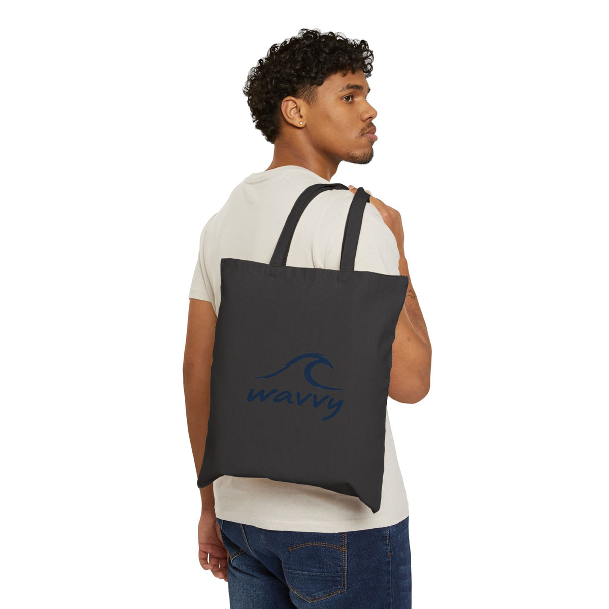 WAVVY Retro Surf Patch Canvas Tote Bag — Eco-Friendly Beach & Everyday Shopper