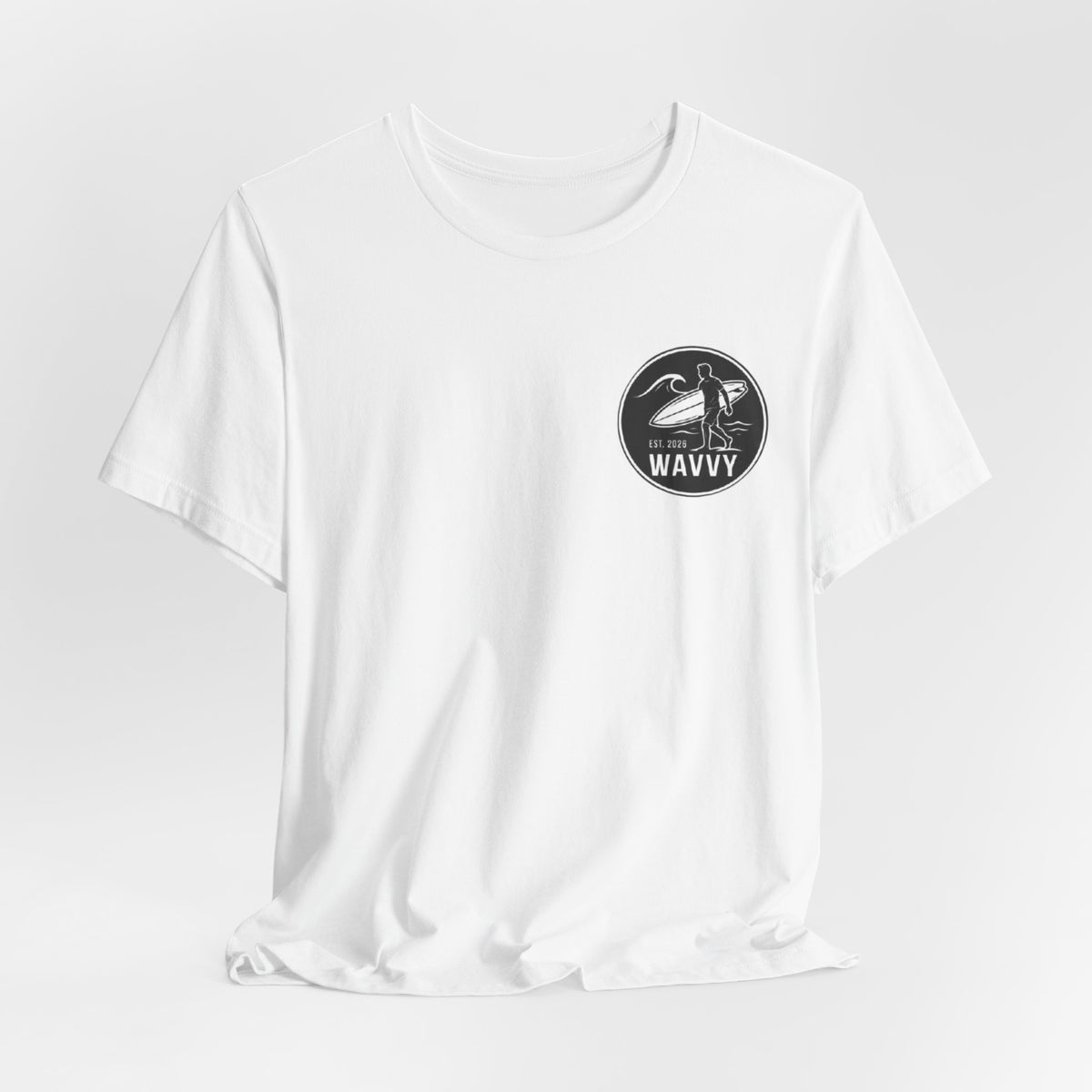Wavvy Surf Logo Tee — Retro Surfing Graphic T-Shirt