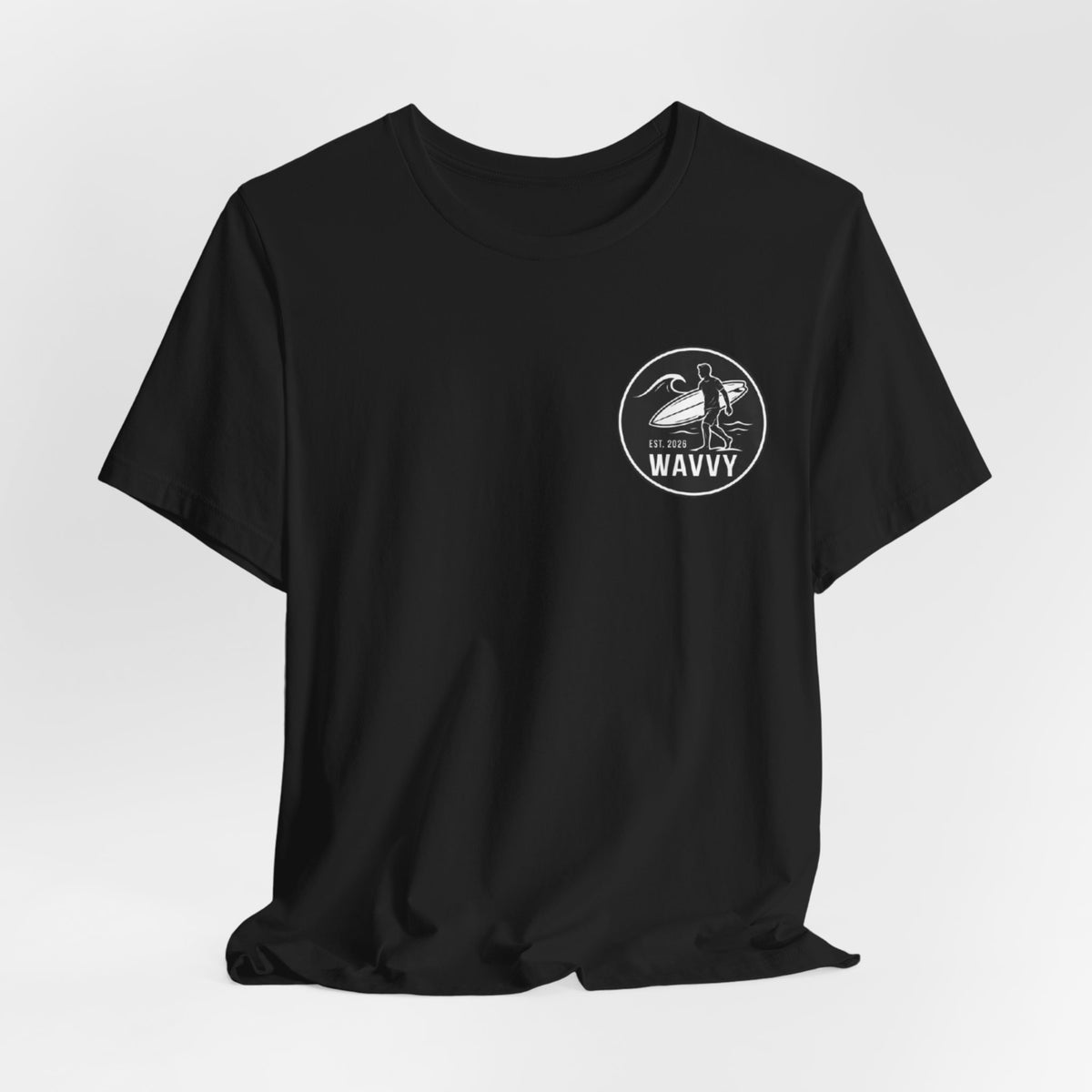 Wavvy Surf Logo Tee — Retro Surfing Graphic T-Shirt
