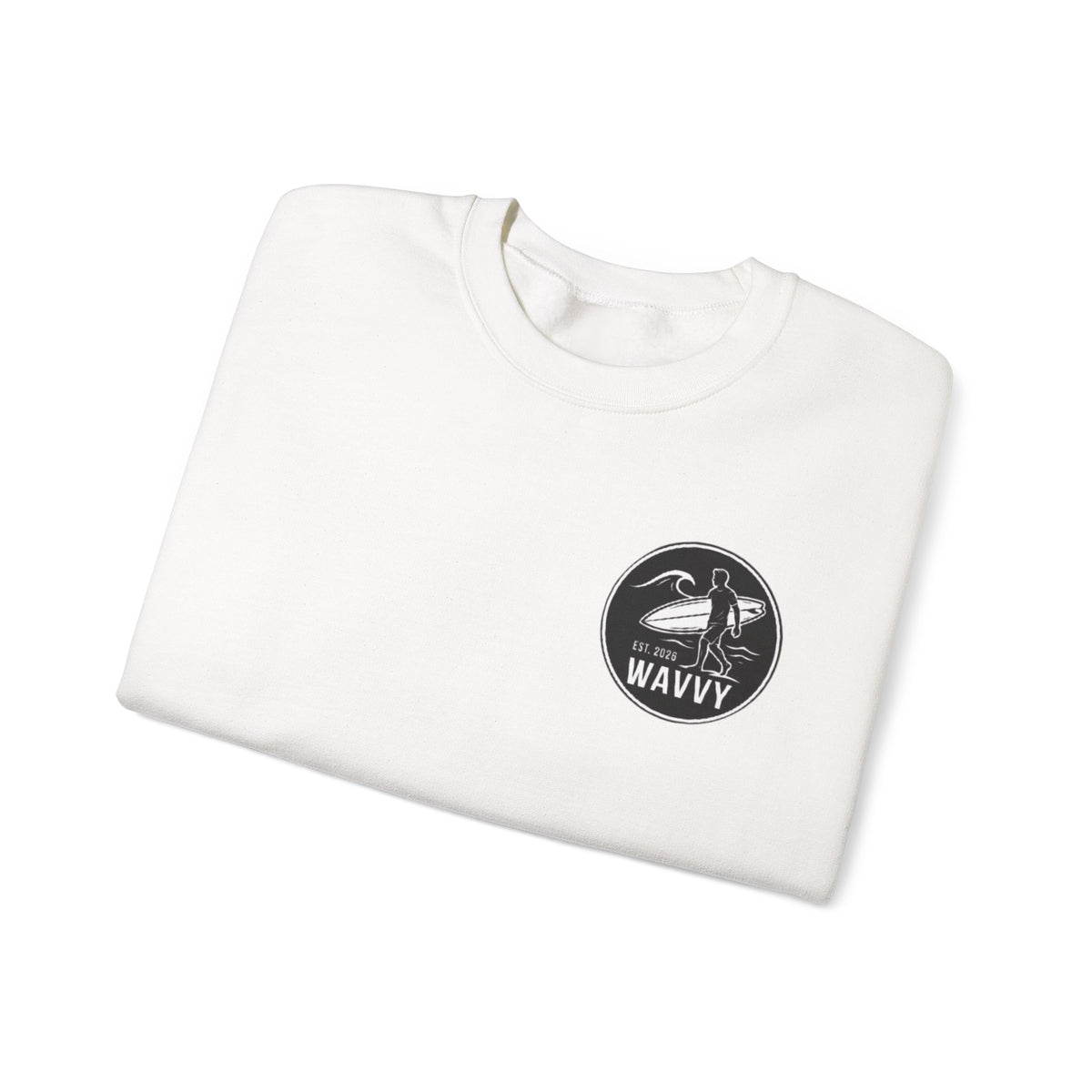 Wavvy Wave Crewneck Sweatshirt — Minimal Surf Logo Pullover