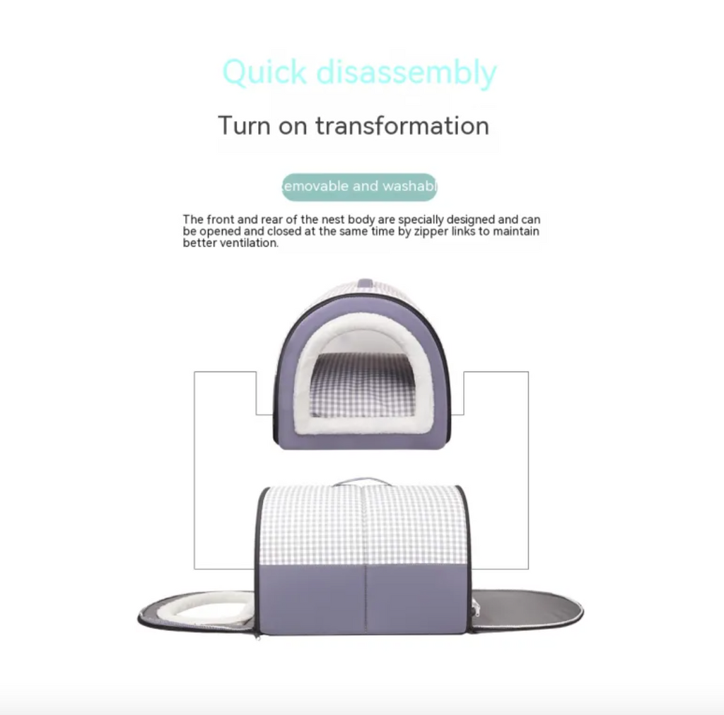 Winter Thickened Semi-Enclosed Pet Bed