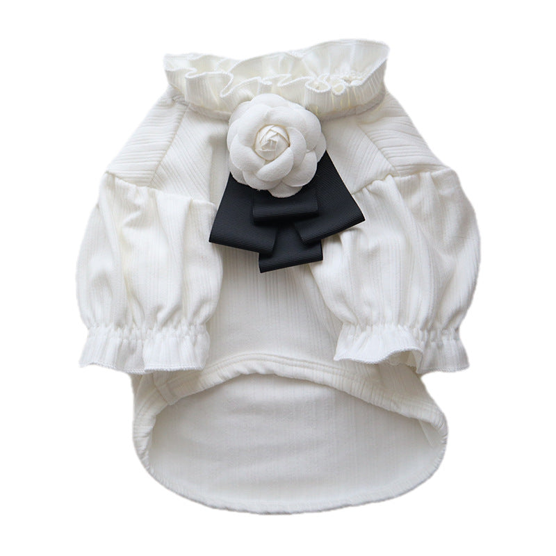 Warm Camellia Dog Clothing for Pets