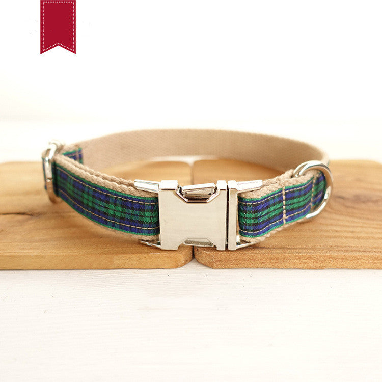 Plaid Metal Dog Collar for Pets