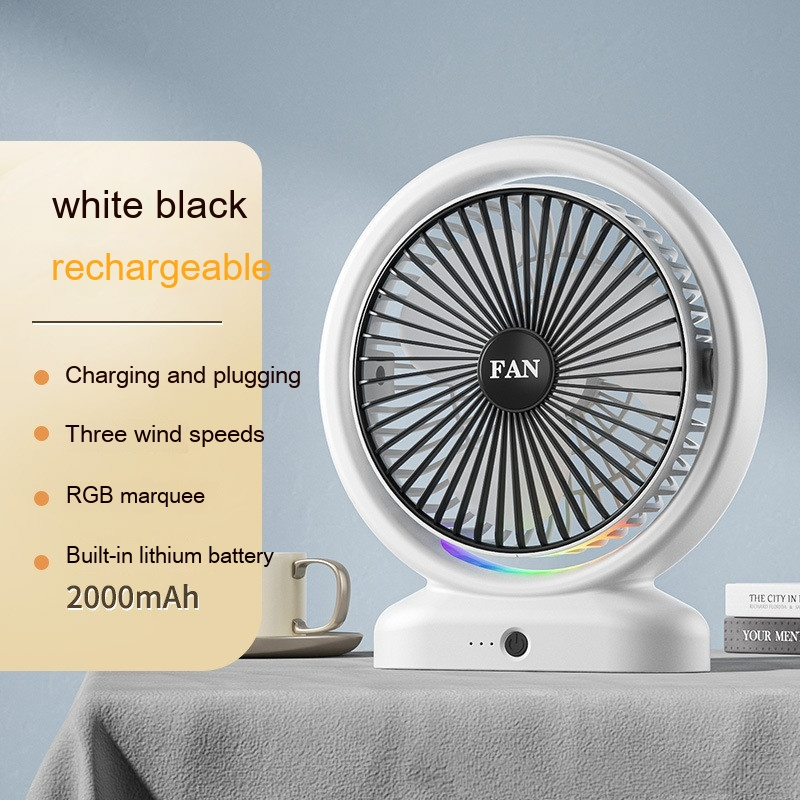 Custom Quiet USB Table Fan – Rechargeable or Wired